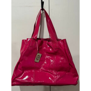 Women's Francesco Biasia bright Pink Patent Leather Tote Bag canvas lining